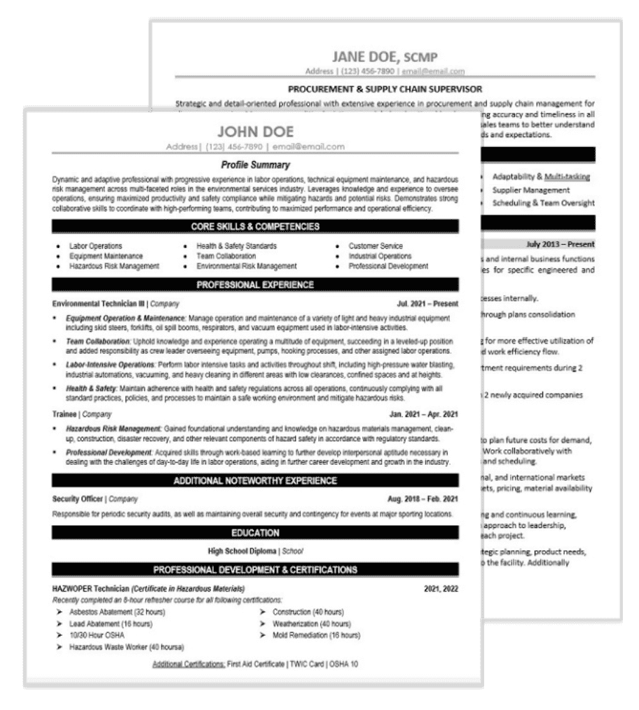 Pulp & Paper Resume Samples